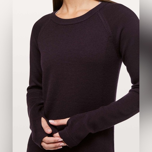 Lululemon Sit In Lotus Sweater 4 6 Small plum purple lightweight long thumb hole - Picture 3 of 11